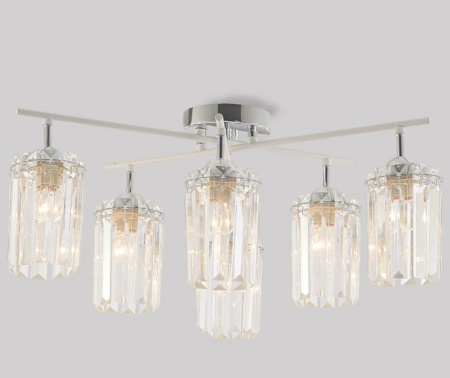 купить Светильник потолочный (люстра) 6*60Вт E27 хром/белый в Йошкар-Оле Светильник потолочный (люстра) 6*60Вт E27 хром/белый