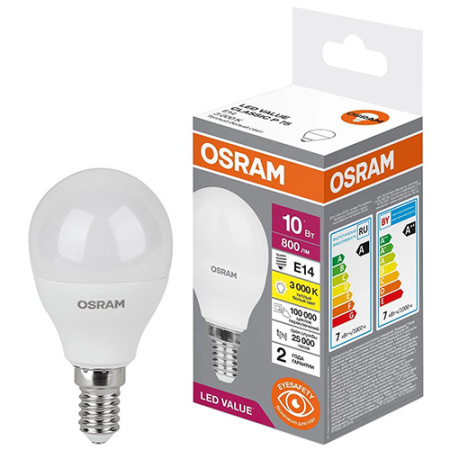 купить Лампа шар свд Е14 10Вт 3000К 800лм P75 матовый Osram LED Value в Йошкар-Оле Лампа шар свд Е14 10Вт 3000К 800лм P75 матовый Osram LED Value