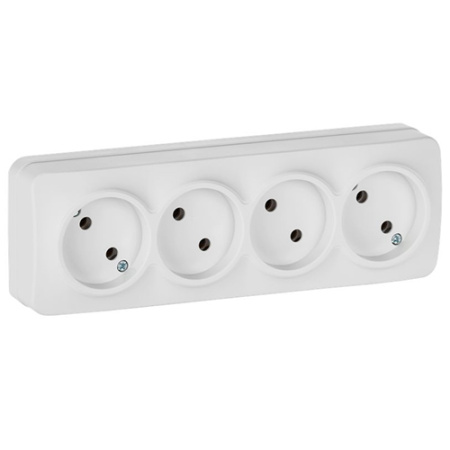 купить Глори белый розетка открытая 4-мест IP20  в Йошкар-Оле Глори белый розетка открытая 4-мест IP20