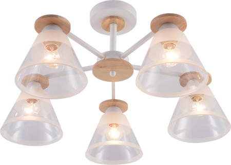 купить Светильник потолочный (люстра) 5*60Вт E27 белый/дерево в Йошкар-Оле Светильник потолочный (люстра) 5*60Вт E27 белый/дерево