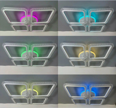 купить Светильник потолочный (люстра) свд 75Вт 3000-6500К 5625лм белый пульт диммер подсветка RGB, Bluetoot в Йошкар-Оле Светильник потолочный (люстра) свд 75Вт 3000-6500К 5625лм белый пульт диммер подсветка RGB, Bluetoot