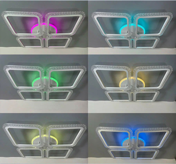 купить Светильник потолочный (люстра) свд 75Вт 3000-6500К 5625лм белый пульт диммер подсветка RGB, Bluetoot в Йошкар-Оле Светильник потолочный (люстра) свд 75Вт 3000-6500К 5625лм белый пульт диммер подсветка RGB, Bluetoot