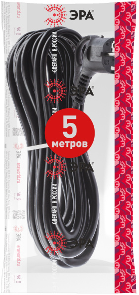 Шнур 5м ПВС 3*1 черный с вилкой ЭРА