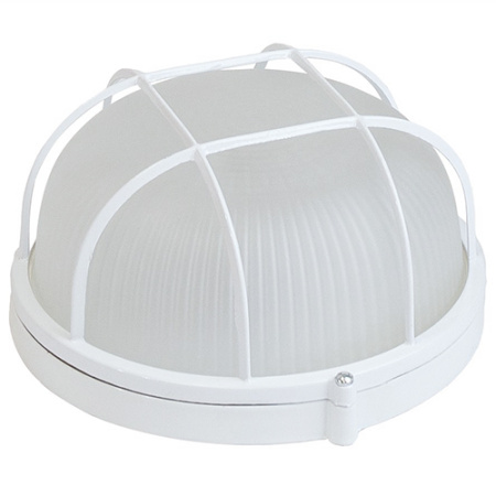 Светильник НПП 60Вт E27 круг белый с решеткой IP54 Баня SVET  -45 ... +125