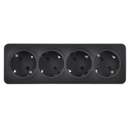 купить Глори черный розетка открытая 4-мест заземление IP20  в Йошкар-Оле Глори черный розетка открытая 4-мест заземление IP20