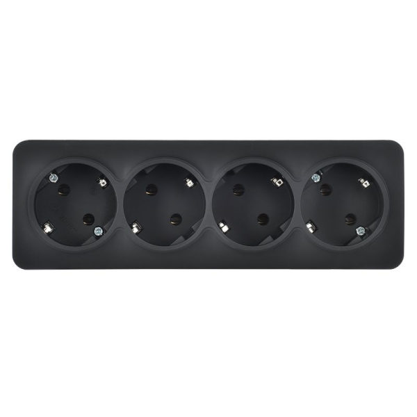 купить Глори черный розетка открытая 4-мест заземление IP20  в Йошкар-Оле Глори черный розетка открытая 4-мест заземление IP20