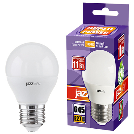 купить Лампа шар свд Е27 11Вт 3000К 950лм G45 матовый Jazzway в Йошкар-Оле Лампа шар свд Е27 11Вт 3000К 950лм G45 матовый Jazzway