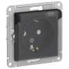 AtlasDesign Aqua карбон розетка скрытая 1-мест заземление с крышкой шторки IP44 
