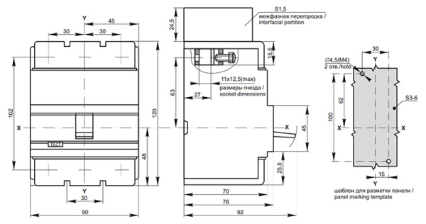 Автомат 3Р 80А 35кА ВА88-33 IEK 