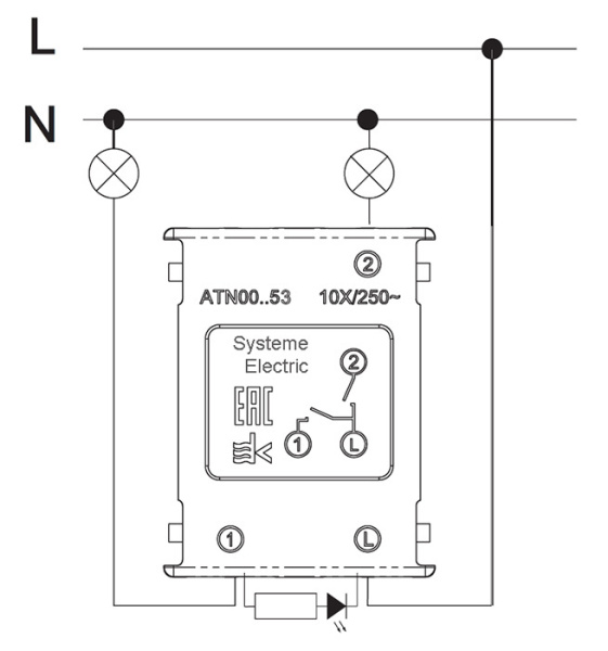 AtlasDesign шампань выключатель 2кл с подсветкой скрытая 10А IP20 