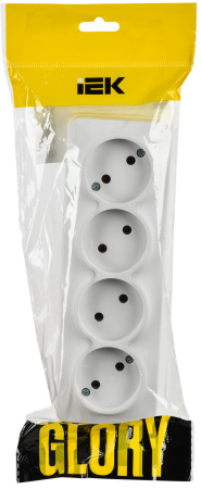 купить Глори белый розетка открытая 4-мест IP20  в Йошкар-Оле Глори белый розетка открытая 4-мест IP20