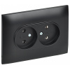 Сканди черный розетка скрытая 2-мест IP20
