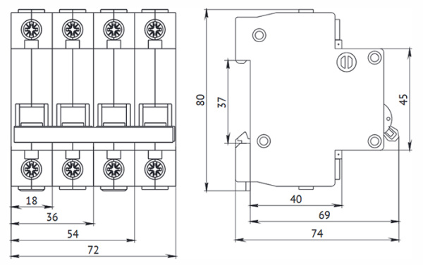 Автомат 1Р 63А C 4,5кА ВА47-29 КЭАЗ 