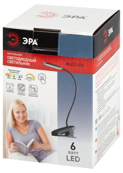 купить Светильник настольный свд 6Вт 3000-6500К лм черный прищепка диммер аккумулятор ЭРА управление жестом в Йошкар-Оле Светильник настольный свд 6Вт 3000-6500К лм черный прищепка диммер аккумулятор ЭРА управление жестом