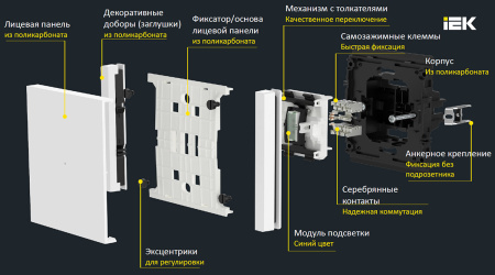 купить Фортепиано ваниль переключатель 2кл с подсветкой скрытая 10А IP20  в Йошкар-Оле Фортепиано ваниль переключатель 2кл с подсветкой скрытая 10А IP20