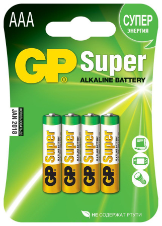 Батарейка AAA(мизинчик) алкалиновая BL4 GP Super 