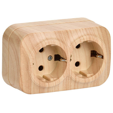 Глори сосна розетка открытая 2-мест заземление IP20 