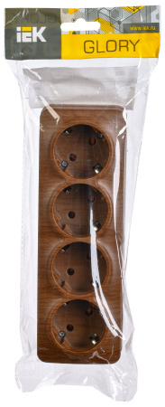 купить Глори дуб розетка открытая 4-мест заземление IP20 в Йошкар-Оле Глори дуб розетка открытая 4-мест заземление IP20