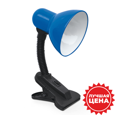 купить Светильник настольный 40Вт E27 синий прищепка  в Йошкар-Оле Светильник настольный 40Вт E27 синий прищепка