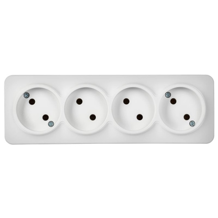 купить Глори белый розетка открытая 4-мест IP20  в Йошкар-Оле Глори белый розетка открытая 4-мест IP20