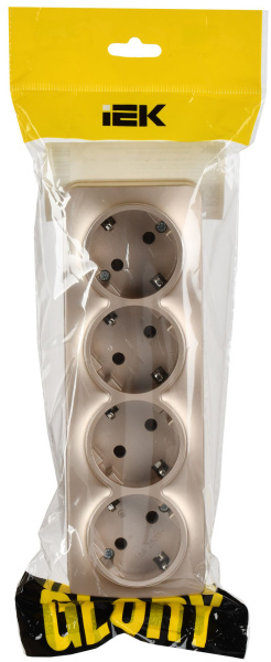 купить Глори шампань розетка открытая 4-мест заземление IP20  в Йошкар-Оле Глори шампань розетка открытая 4-мест заземление IP20